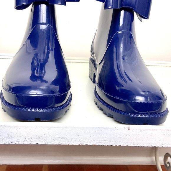 NRUDPQV Blue Waterproof Bow Rubber Rain Winter Snow Ankle Boots  size 6.5 - Picture 6 of 16